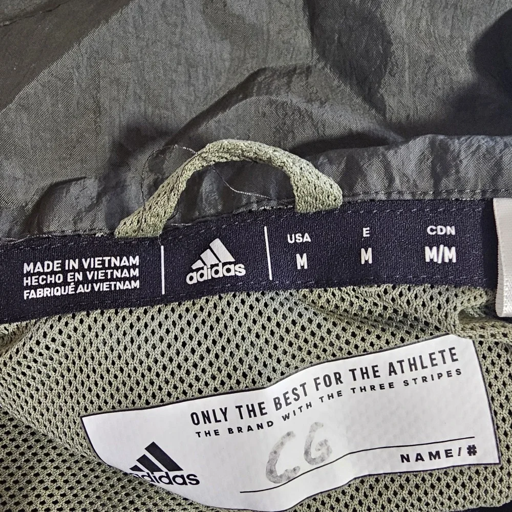ADIDAS ASU American Flag Patch Windbreaker Jacket Men's Size Medium Army‎ Green